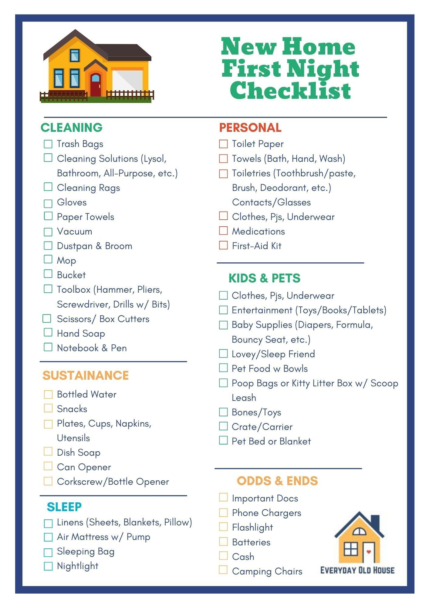 Printable new house checklist – Artofit