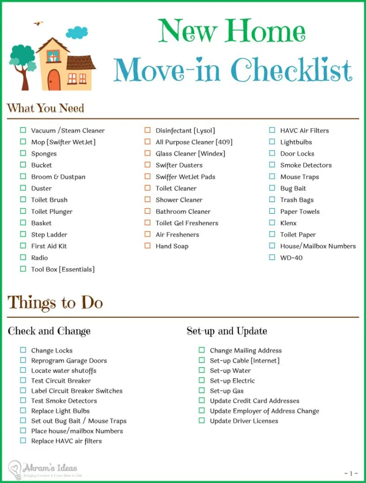 New house move in checklist – Artofit