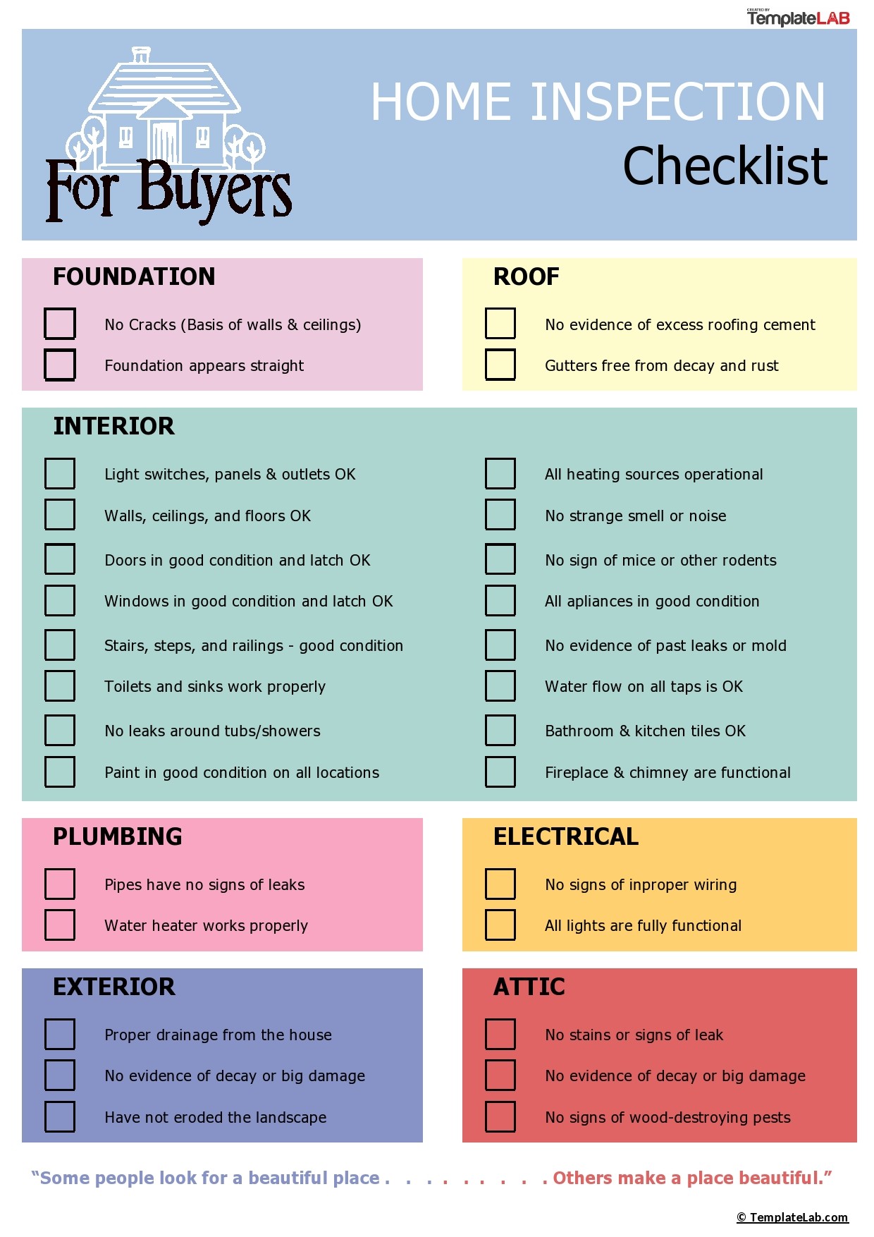 Printable New House Checklist
