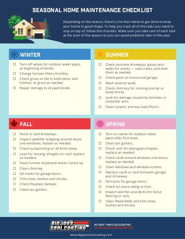 Seasonal Home Maintenance Checklist at April Langdon blog